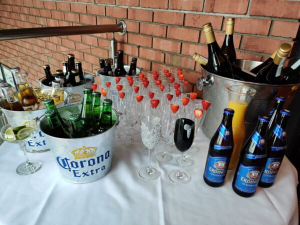 Drinks reception for wedding celebration
