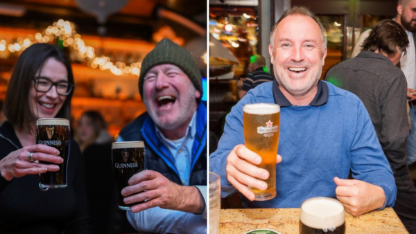 Pictures of people having pints in the bar