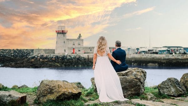 Wedding howth pier bright sky